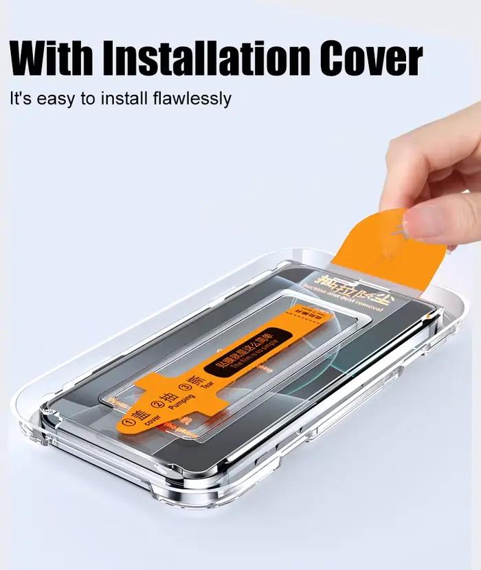 2 pièces Installation sans poussière verre trempé pour iPhone 16 15 14 13 12 11 Pro Max Plus Mini protecteur d'écran Film de protection complet