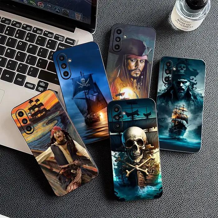 Étui pour Samsung Galaxy S25 S24 S23 FE Ultra Plus S7 Edge S25+ S23+ A56 5G avec motif Captain Jack Sparrow des Pirates des Caraïbes