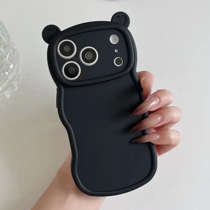 Coque de téléphone à bord ondulé de couleur unie