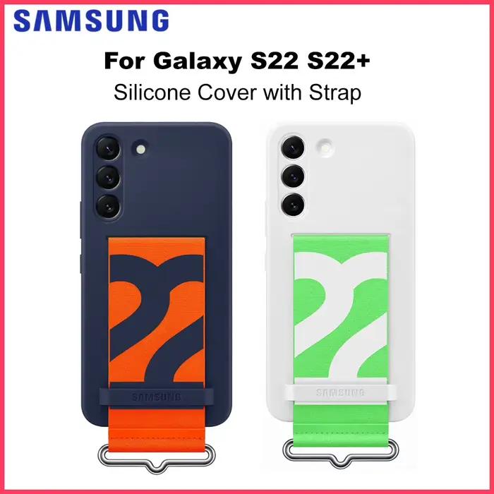Coque d'origine Samsung Galaxy S22 S22 + en silicone pour smartphone avec sangle