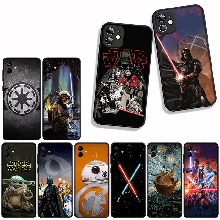 Coque de téléphone en polyuréthane thermoplastique et silicone pour Samsung Galaxy A55 A54 A25 A36 A17 A26 A35 A33 A34 A14 A37 S8 S9 S20 S21 FE S10 Plus, design animé Star Wars, protection anti-rayures et antidérapante