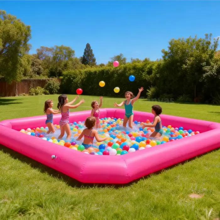Piscine gonflable pour enfants, 4x6x0,6m en PVC maillé, piscine rectangulaire pour enfants, piscine portable pour nouveau-nés, piscine extérieure pour tout-petits