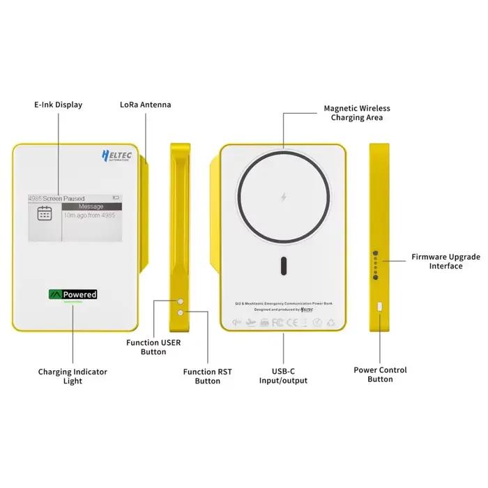 Batterie externe magnétique Heltec MeshPocket Qi2 15W charge rapide sans fil pour Meshtastic MeshCore iPhone Android occasions spéciales randonnées camping événements extérieurs