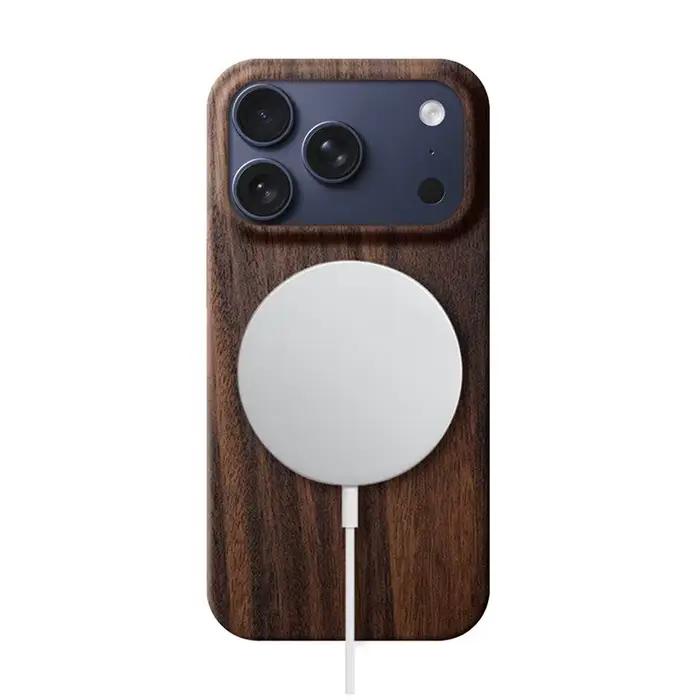 Coque de protection magnétique en bois véritable pour iPhone 17 16 Pro Max 17Pro 16Pro 16+ Air avec MagSafe