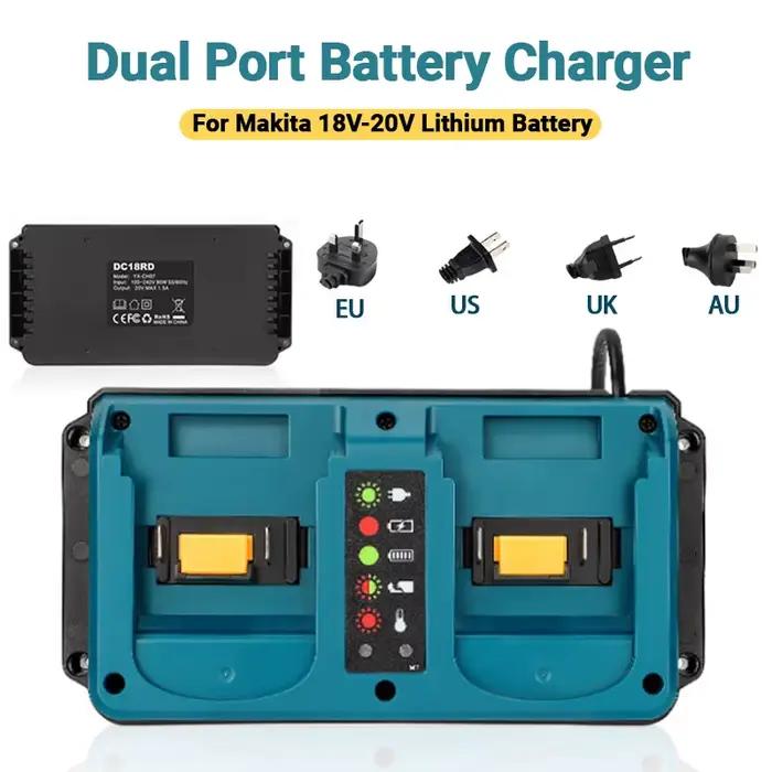 Chargeur Portable double Ports pour batterie au Lithium Makita 18V-20V, Rechargeable BL1815 BL1820 BL1830 BL1850, chargeur rapide