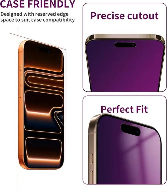 Protecteur d'écran de confidentialité anti-rayon bleu anti-espion pour iPhone 16 15 14 13 12 Pro Max verre trempé design moderne protection personnelle