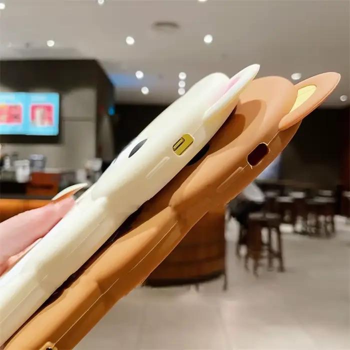 Pour iPhone 13 Pro 12 Mini 16 15 Pro Max 14 Plus 11XXX XR 7 8 SE mignon 3D Couple Rilakkuma ours silicone coque arrière souple