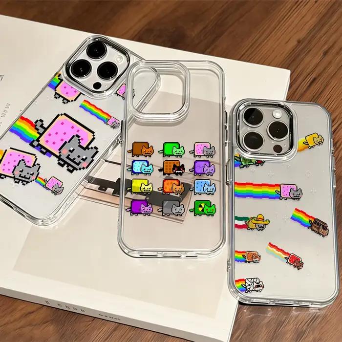 Coque en plastique N-Nyan Cat motif dessin animé pour Samsung Galaxy A57 A56 A36 A26 A06 A55 A35 A16 A54 A34 A25 A24 A15 A14 A05S A73 A53 A33 4G 5G Protection anti-rayures et antidérapante Occasions spéciales et cadeaux