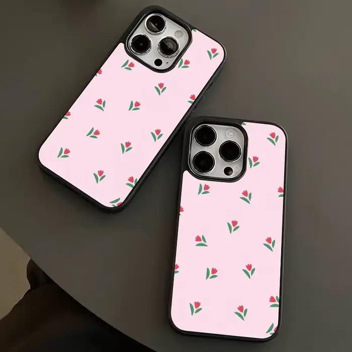 Coque de protection mignonne avec fleurs roses, coque arrière pour iPhone 15, 14, 13 Pro Max, 14 Plus, 12, 11 Pro Max, Poly XS MAX, SE2022, Capa
