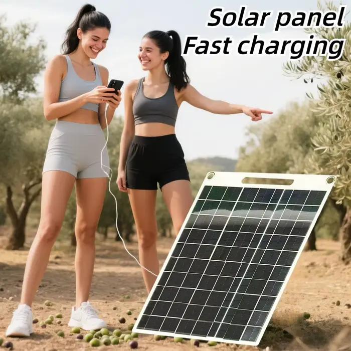 Chargeur solaire portable étanche double USB 5V à charge rapide, panneau solaire pour camping, randonnée, batterie externe d'urgence, chargeur de téléphone