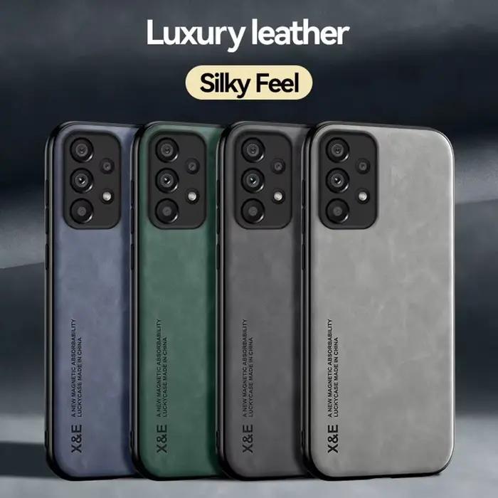 Coque de téléphone magnétique en cuir de mouton
