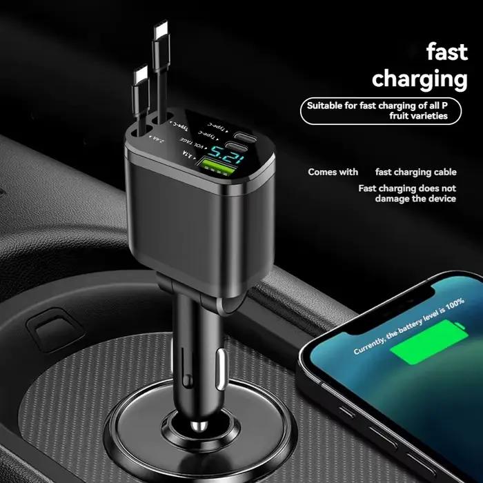 Chargeur de voiture, chargeur de voiture avec câble rétractable