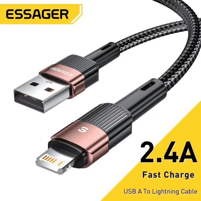 Câble USB Essager pour Iphone14 13 12 11 Pro Max Xs Xr X SE 8 7 6 Plus ligne de données de téléphone portable à charge rapide pour fil de chargeur Ipad
