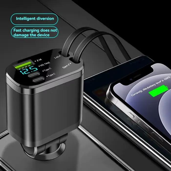 Chargeur de voiture, chargeur de voiture avec câble rétractable