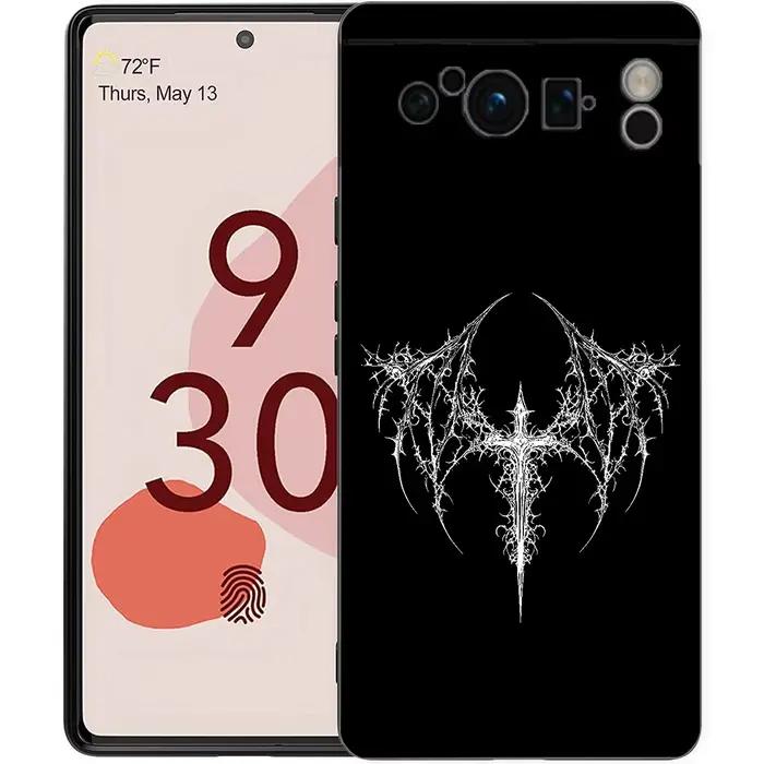 Coque de téléphone Cyber Sigil Cross line, étui souple antichoc en TPU noir pour Google Pixel 9 8 7 6 Pro XL 8A 6A 7A 5G