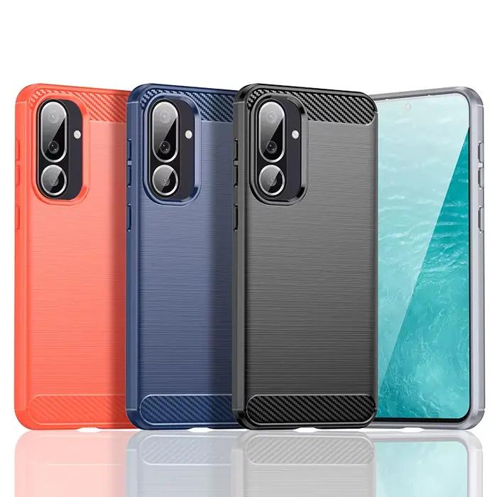 Coque de téléphone pour Samsung Galaxy A57 A37 A36 A56 A17 A26 A06 A16, coque de protection arrière antichoc en fibre de carbone souple en TPU
