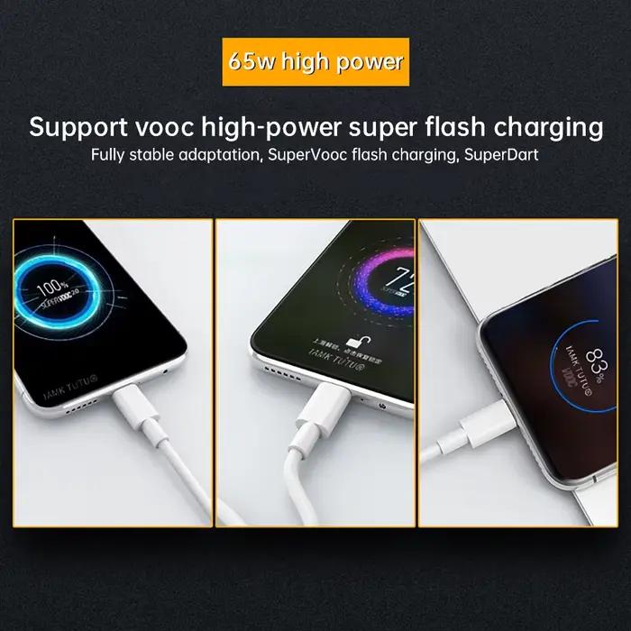 Câble Oppo 65w câble de chargeur Supervooc d'origine Type C Reno 8 7 5g 5 Pro 6 Lite 4 3 trouver X6 X5 Pro X X2 X3 Neo Vooc Charge rapide