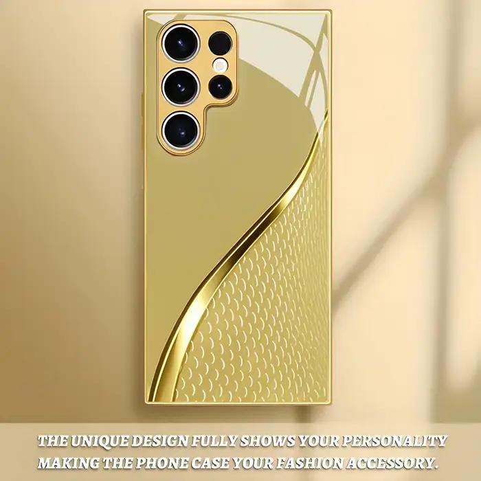 Étui de téléphone plaqué or de luxe pour Samsung Galaxy S26 S24 S23 S25 S22 S21 Ultra