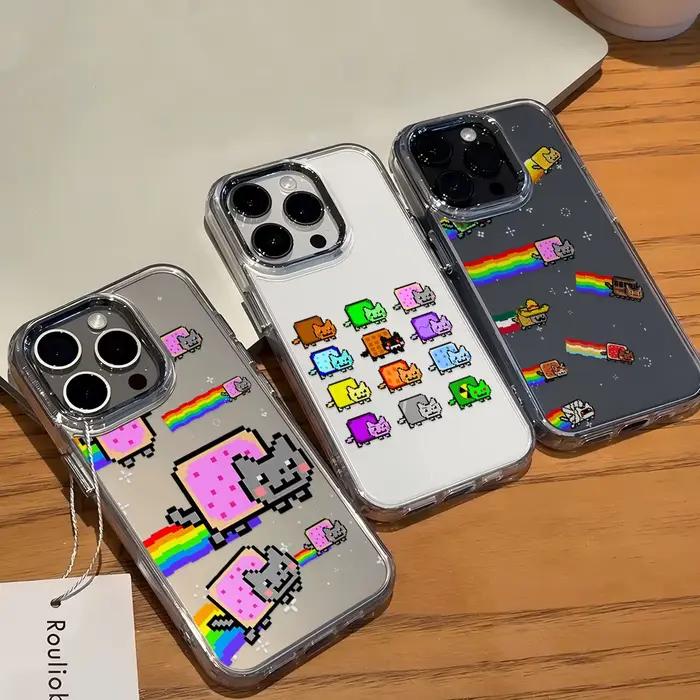 Coque en plastique N-Nyan Cat motif dessin animé pour Samsung Galaxy A57 A56 A36 A26 A06 A55 A35 A16 A54 A34 A25 A24 A15 A14 A05S A73 A53 A33 4G 5G Protection anti-rayures et antidérapante Occasions spéciales et cadeaux