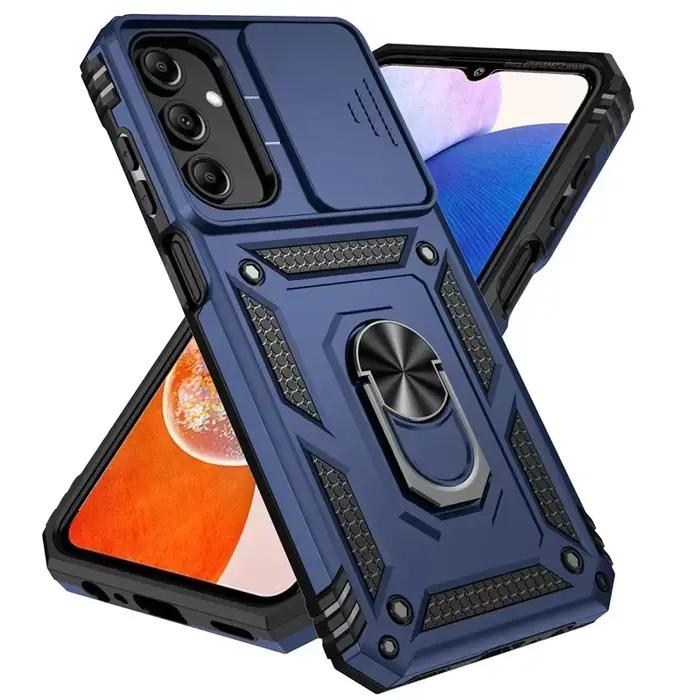 Coque de téléphone antichoc de qualité militaire avec protection coulissante pour objectif d'appareil photo et support anneau pour Samsung Galaxy A16 A06 A15 A25 A35 A55 5G S24FE