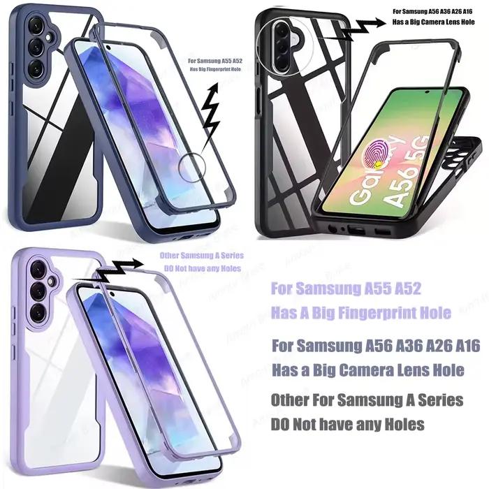 Coque de téléphone à couverture complète 360 pour Samsung Galaxy A57 A56 A54 A37 A36 A55 A17 A16 A15 A35 A25 A53 A51 A34 A33 A32 A24 A14 5G Funda