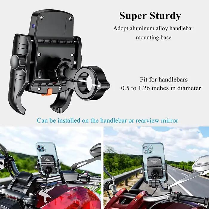 Support de téléphone pour Moto, berceau de chargement sans fil 3.0, chargeur rapide GPS, Support de guidon de téléphone portable pour téléphone de 4 à 7 pouces