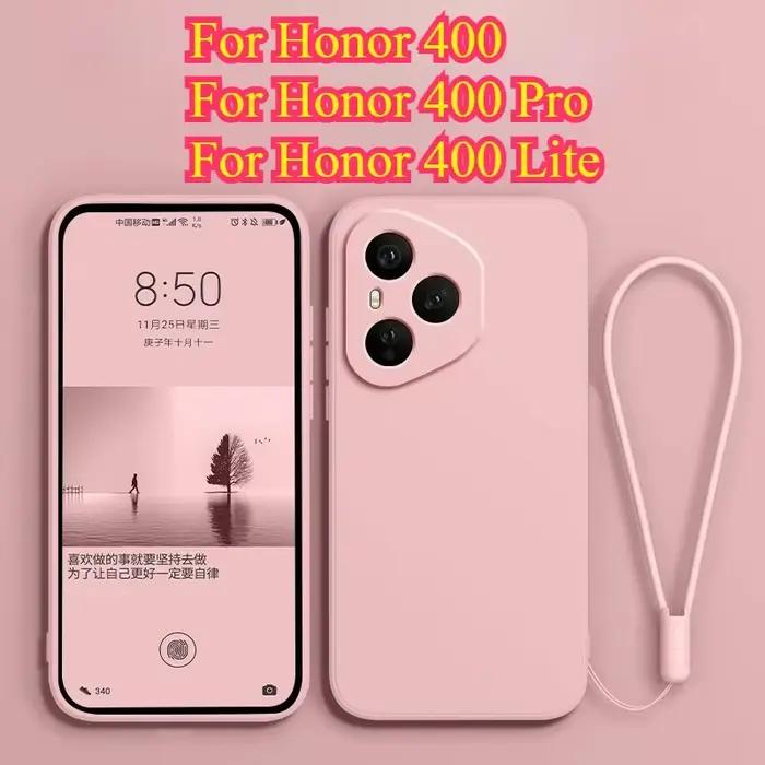 Coque de téléphone en Silicone liquide d'origine pour Honor 400 Pro 400 Lite 400 5G couleur bonbon TPU antichoc protéger couverture arrière souple