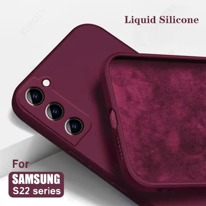 Coque en silicone liquide pour Samsung Galaxy S24 S25 S26 S23 S22 Ultra A57 A37 A56 A17 A36 A54 A55 5G, coque souple, protection caméra, baby skin feeling, anti-rayures, anti-poussière, antislip, design précis
