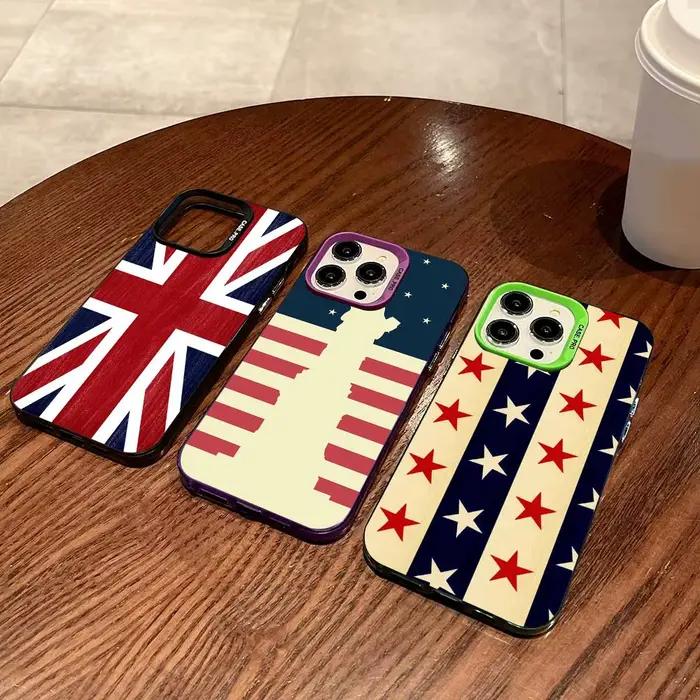 Coque de téléphone drapeau britannique (UK) pour iPhone 17 16 15 14 13 Pro 12 11 Pro Max PLUS – Housse arrière colorée