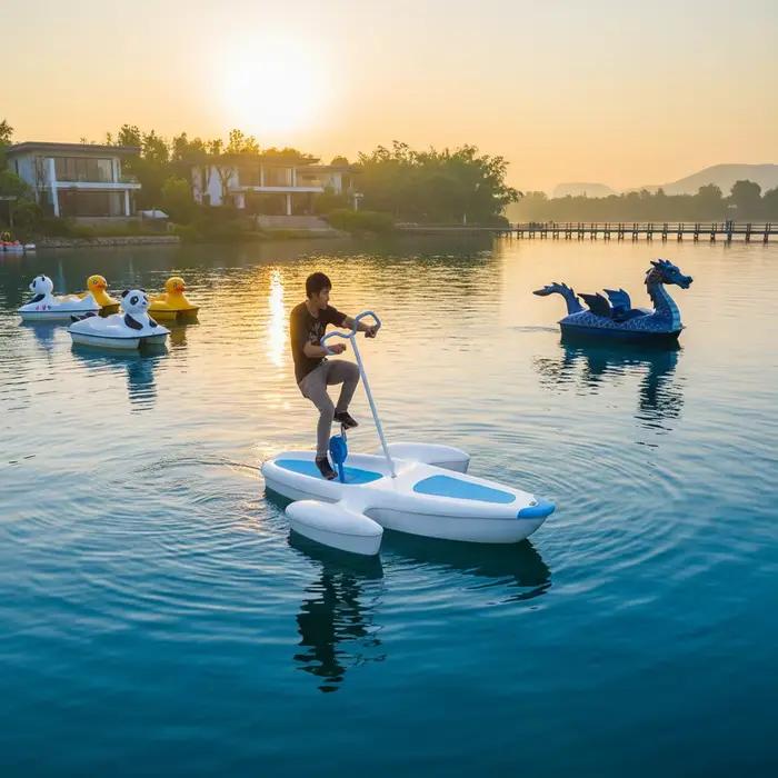 Pédalo en fibre de verre pour piscine et exercices aquatiques en mer ou lac, usage commercial 2 personnes, Aqua Cycle