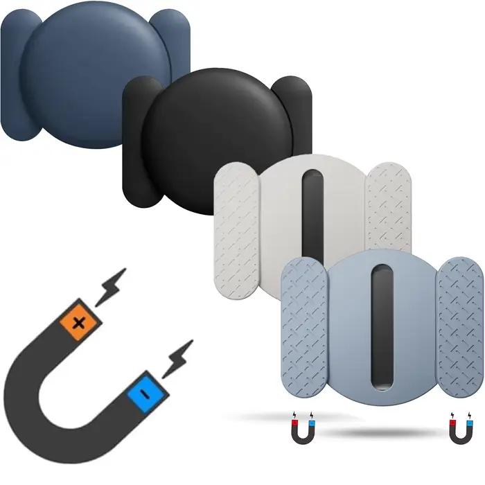 Étui magnétique pour Airtag, coque de protection en silicone dissimulée avec support magnétique puissant pour surface métallique pour voiture/véhicules/vélo