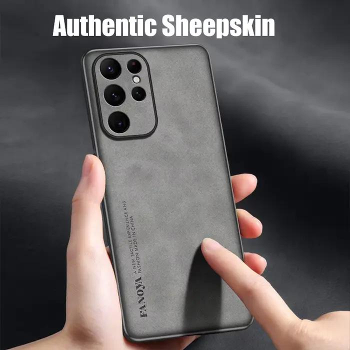 Coque de protection en cuir d'agneau pour Samsung Galaxy S25 Ultra