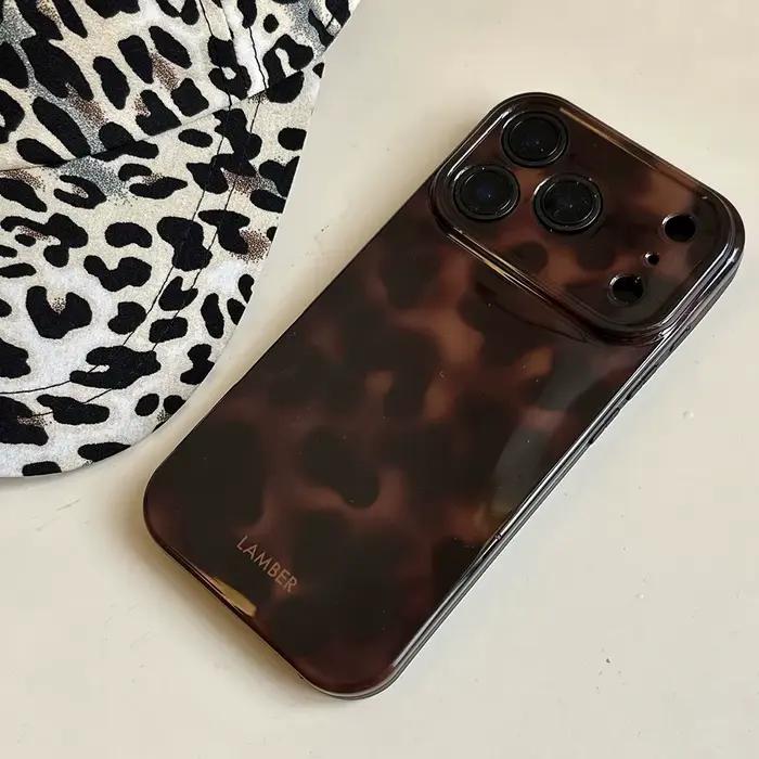 Coque de téléphone coréenne INS ambre rétro marron