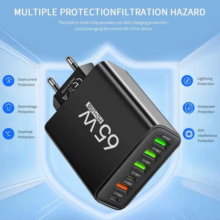 Chargeur USB multi-ports 65W