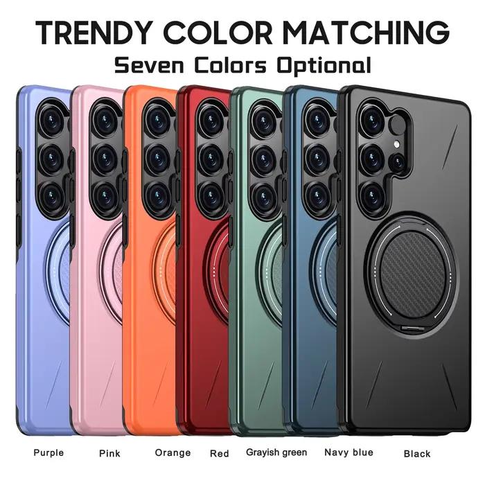 360 ° Étui à support magnétique pour Samsung Galaxy S25 S24 S23 S22 Ultra S25FE S24FE S23FE S25Edge pour Magsafe