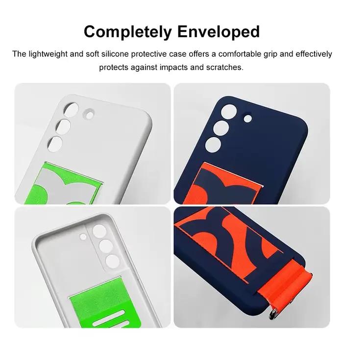 Coque d'origine Samsung Galaxy S22 S22 + en silicone pour smartphone avec sangle