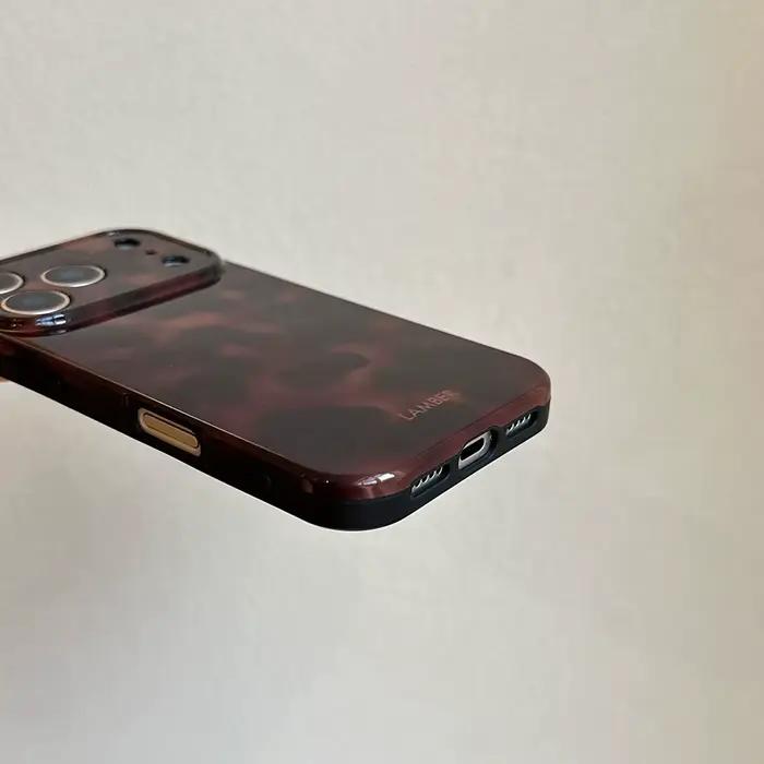 Coque de téléphone coréenne INS ambre rétro marron