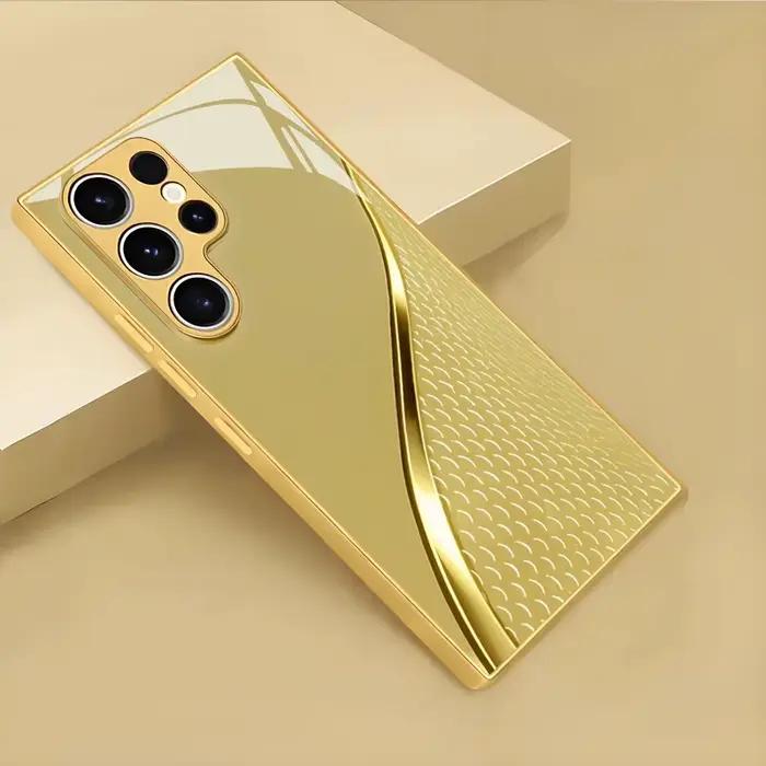Étui de téléphone plaqué or de luxe pour Samsung Galaxy S26 S24 S23 S25 S22 S21 Ultra