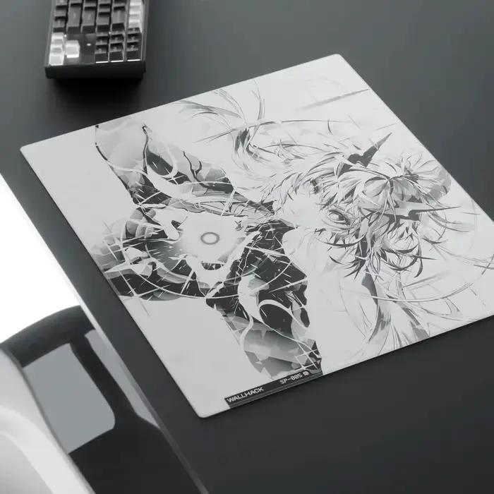 Nouveau tapis de souris de jeu en verre W-Wallhack SP005 YUME, surface givrée trempée pour jeux FPS, bureau, accessoires de tapis personnalisés
