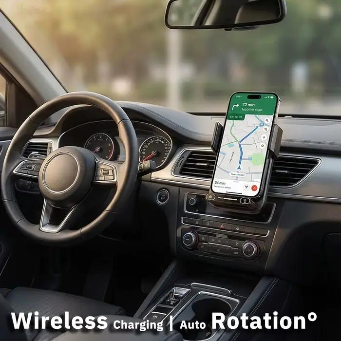 Support de téléphone pour voiture avec chargeur sans fil 15W