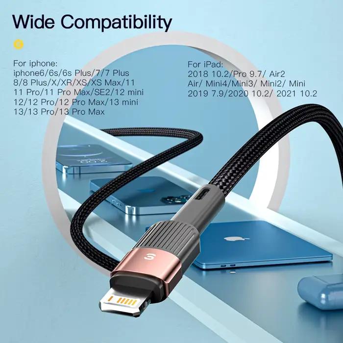 Câble USB Essager pour Iphone14 13 12 11 Pro Max Xs Xr X SE 8 7 6 Plus ligne de données de téléphone portable à charge rapide pour fil de chargeur Ipad