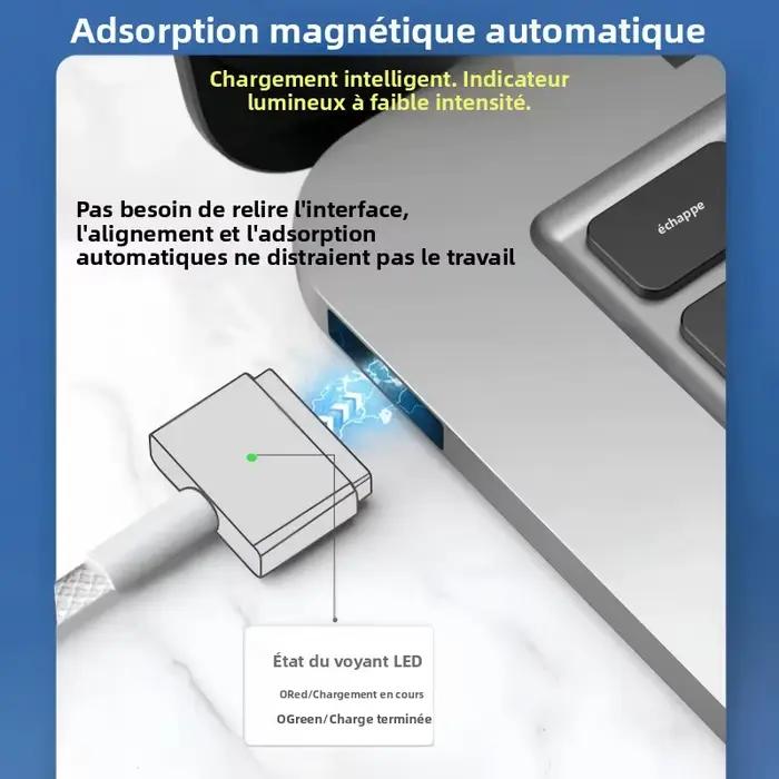 Câble de chargement tressé USB-C vers MagSafe 2 T-tip pour MacBook Air/Pro