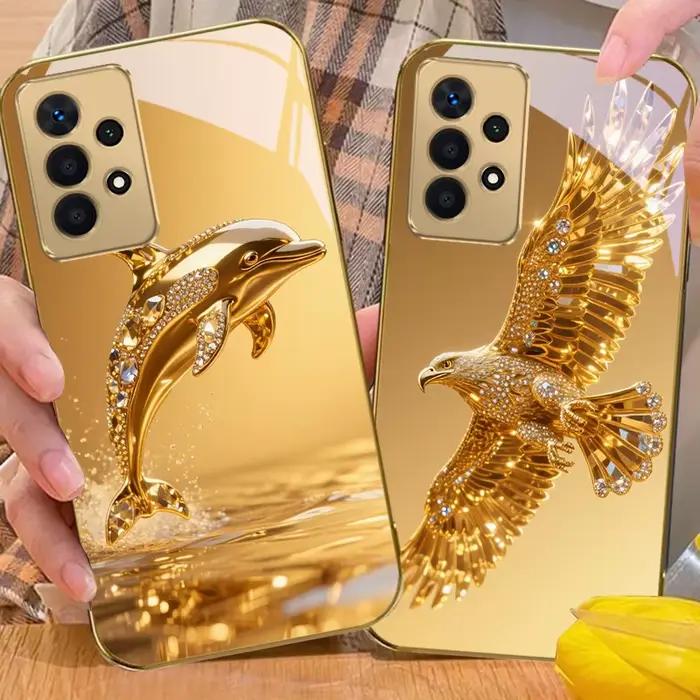 Dauphin doré pour Samsung A14 15 13 A16 A25 A26 A31 32 A33 34 A35 50 51 52 53 54 55 56 70 71 72 73 coque de téléphone