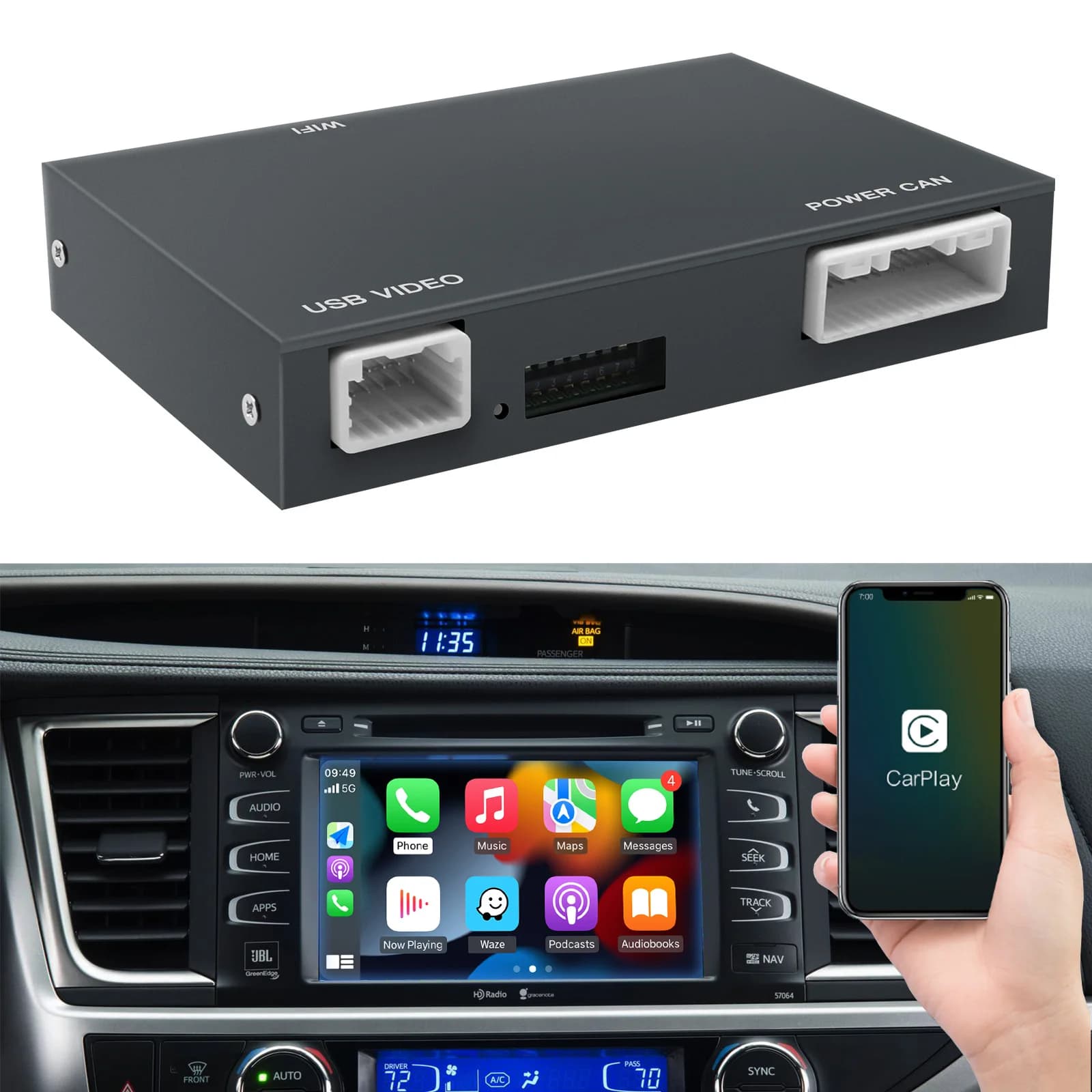 AUTOABC-Carplay sans fil Android Auto, décodeur multimédia pour Toyota RAV4, CorTrustkeepoma, Camry,