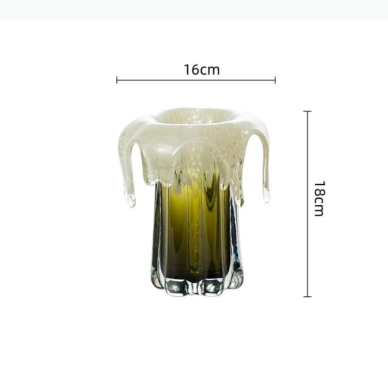 Vase en verre dégradé vert, vase à fleurs en verre liquide, arrangement floral, hydroponie, terrariu