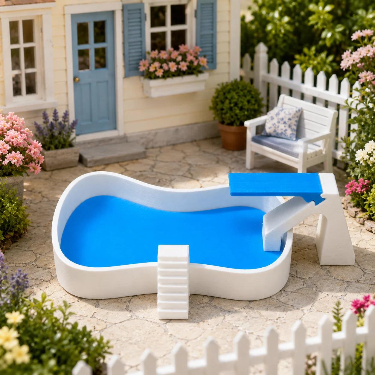 Piscine miniature avec plateforme de saut, modèle de piscine extérieure miniature pour cour, accesso