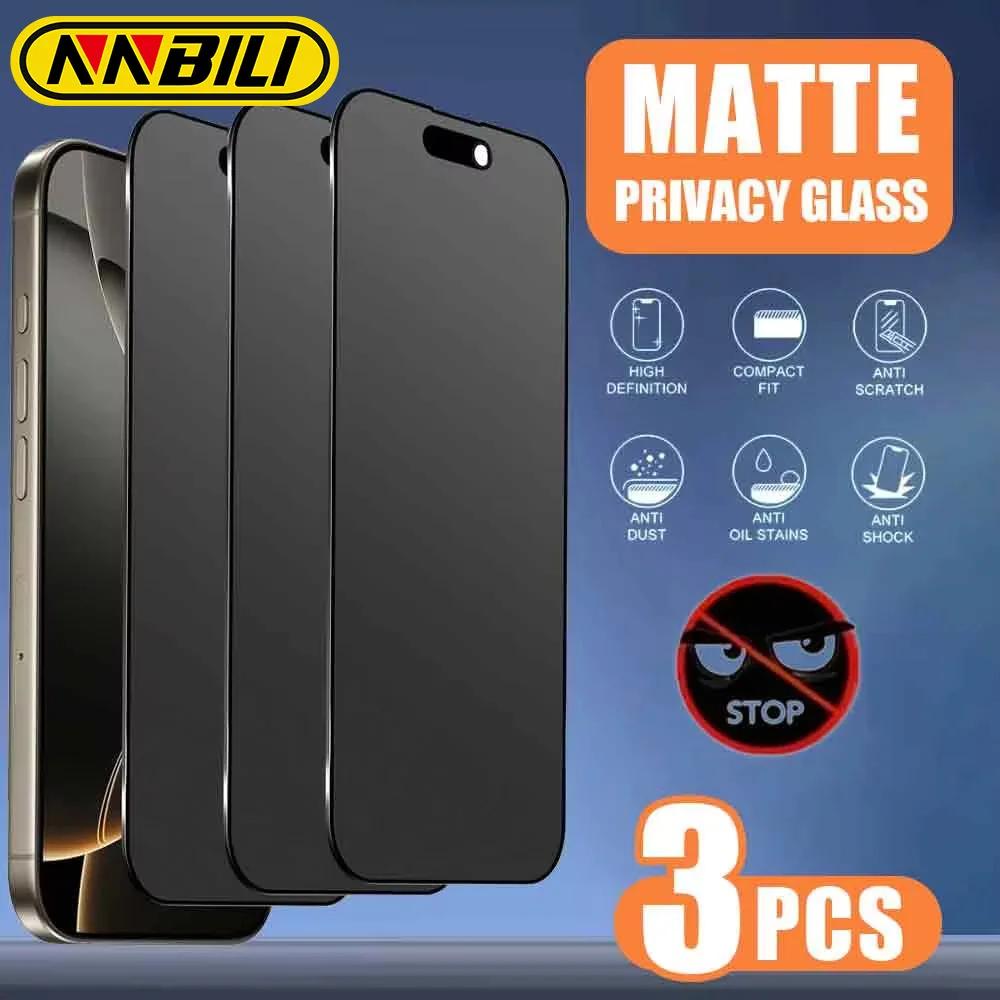 NNBILI Lot de 3 protections d'écran anti-espion mat à couverture intégrale pour iPhone 18 17 16 15 1