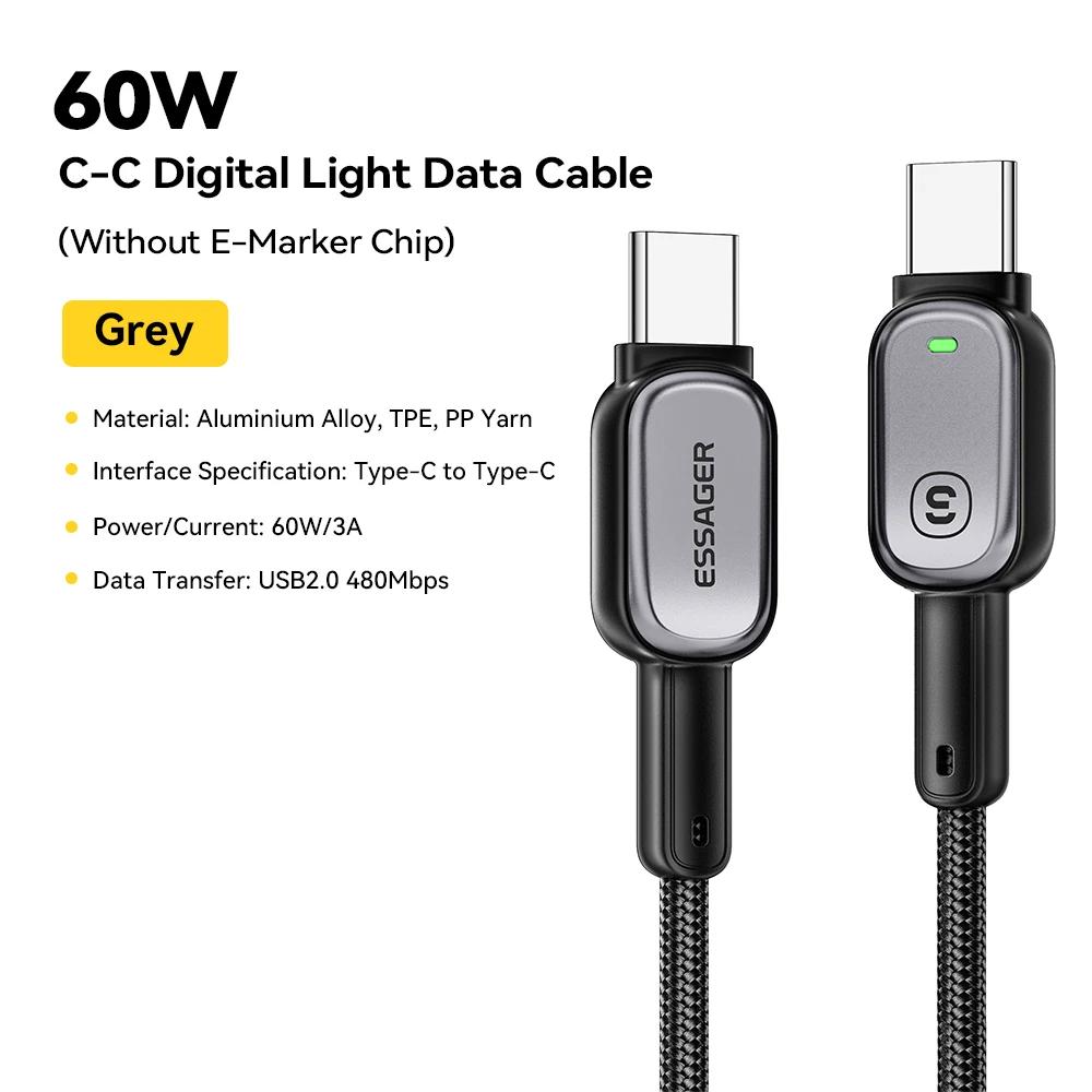 Câble Essager 100W Type C vers Type C pour iPhone 16 15 Xiaomi Samsung Huawei, charge rapide PD pour