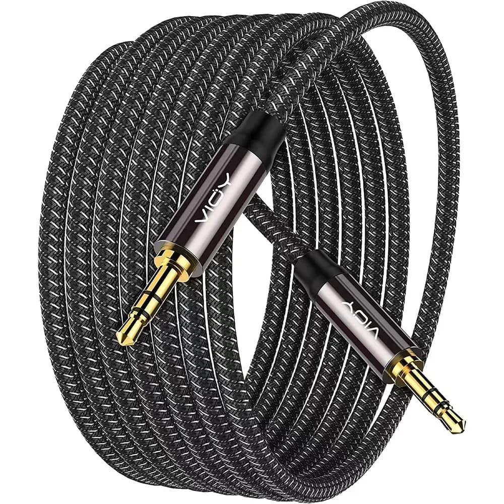Câble audio auxiliaire tressé 3,5 mm mâle-mâle compatible avec les écouteurs, les smartphones, les a