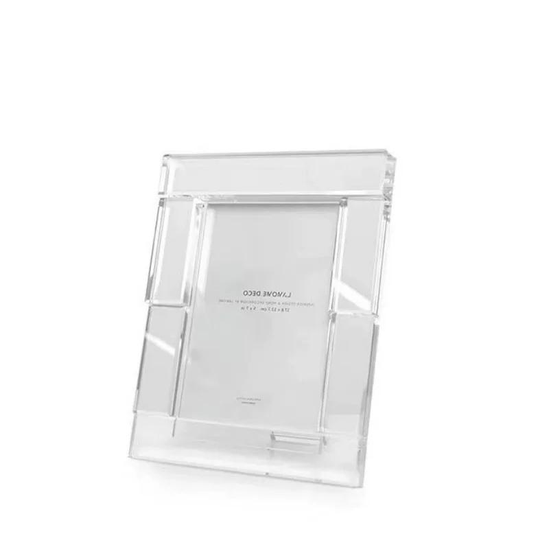 Cadre photo en cristal transparent, cube en verre, support de rangement pour photos, décorations de